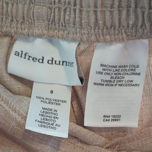 Alfred Dunner Women's Sz 8 Classic Fit Pant Cream/Almond Color W/ Elastic Back - Picture 2 of 8